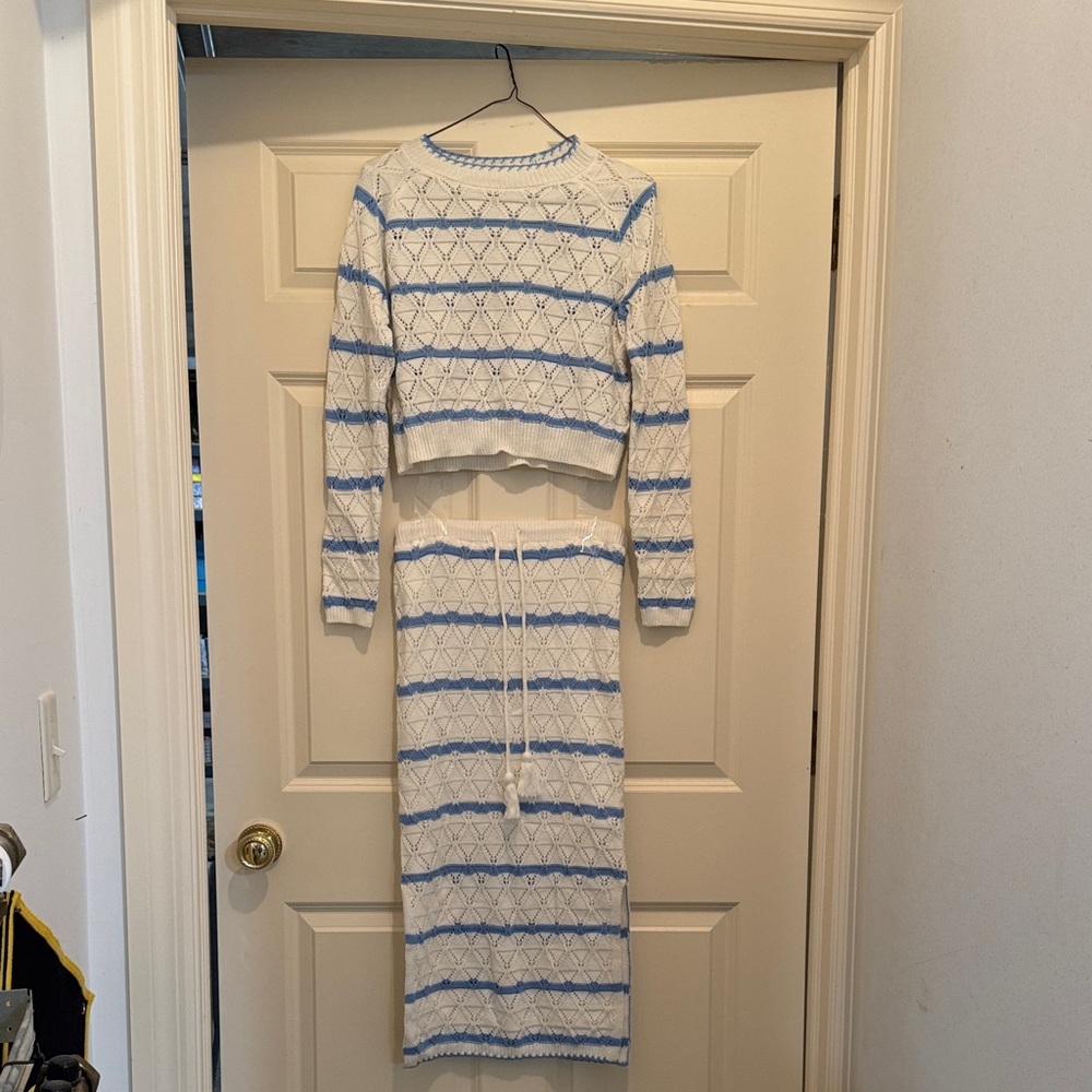 Freshman Blue and White Knit Dress Set